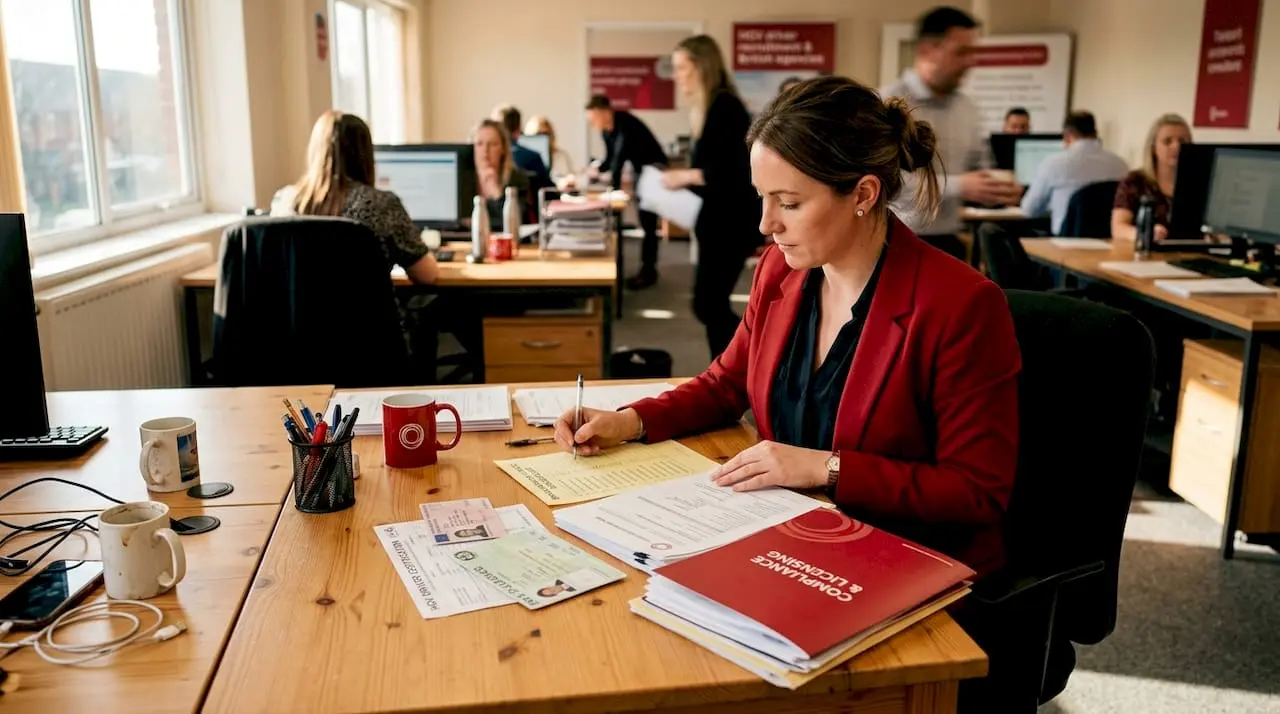 Consultant sorting compliance documents for drivers